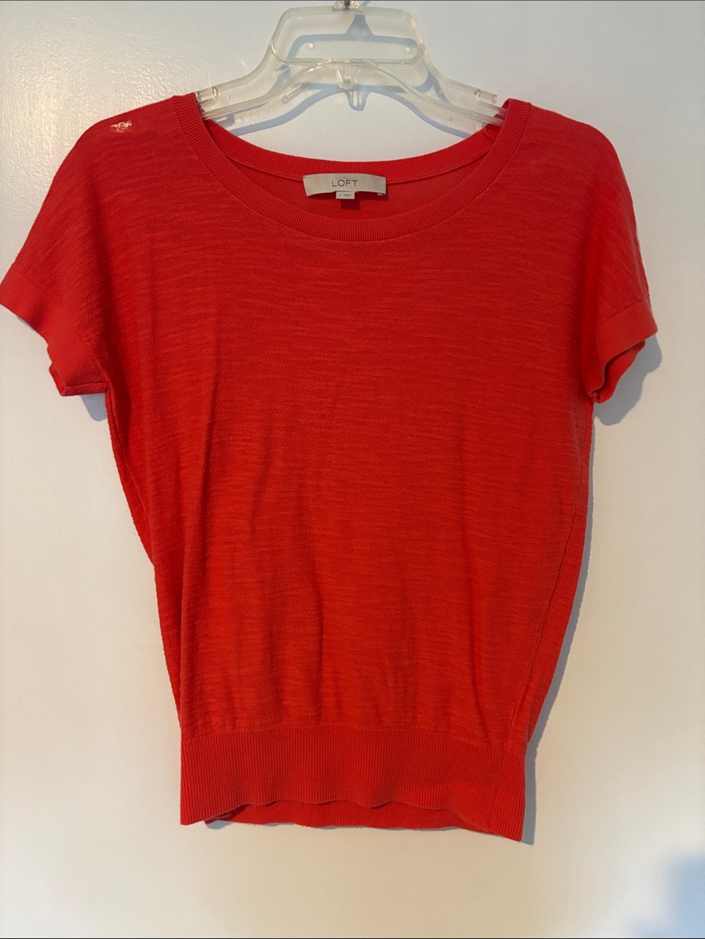 LOFT Salmon Short-Sleeve Knit Pullover